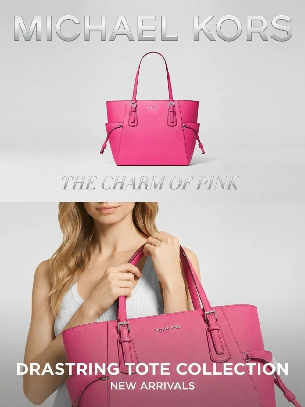 Michael Kors Pink Saffiano Leather Tote dragon fruit
